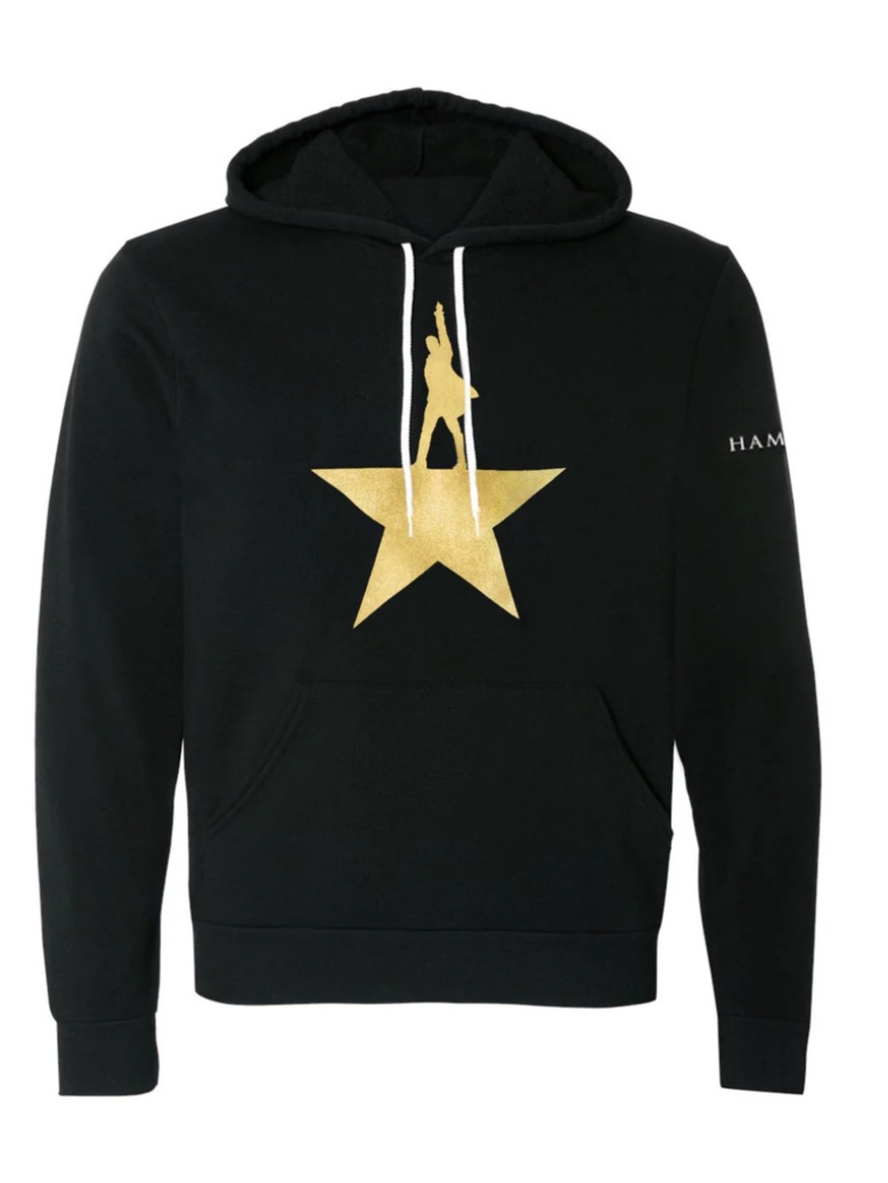 HAMILTON Pullover Hoodie Black with Gold Star Graphic M